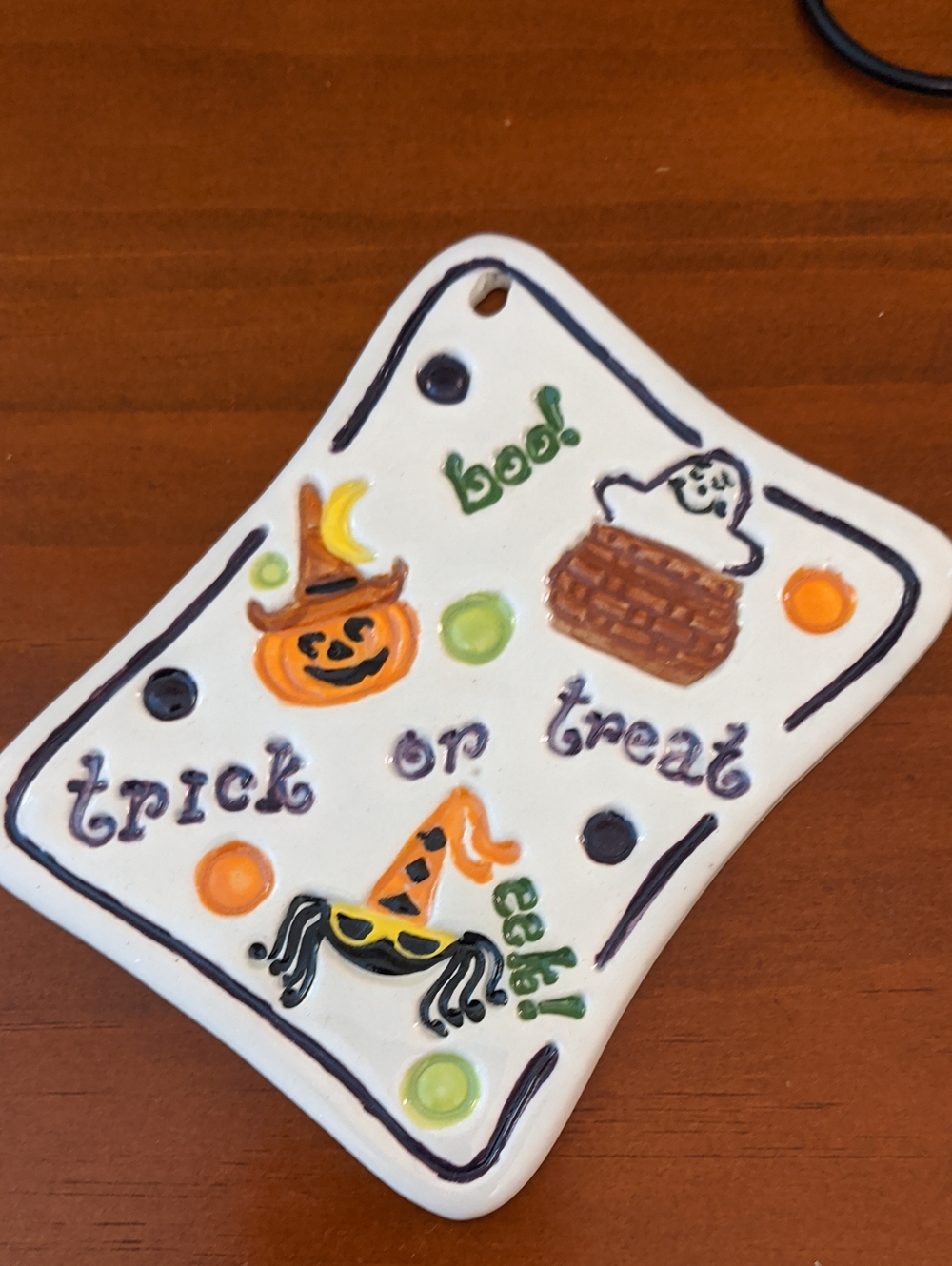Longaberger Carol C. Berry Halloween Trick Or Treat Ceramic Sign Plaque Rare - Picture 5 of 5